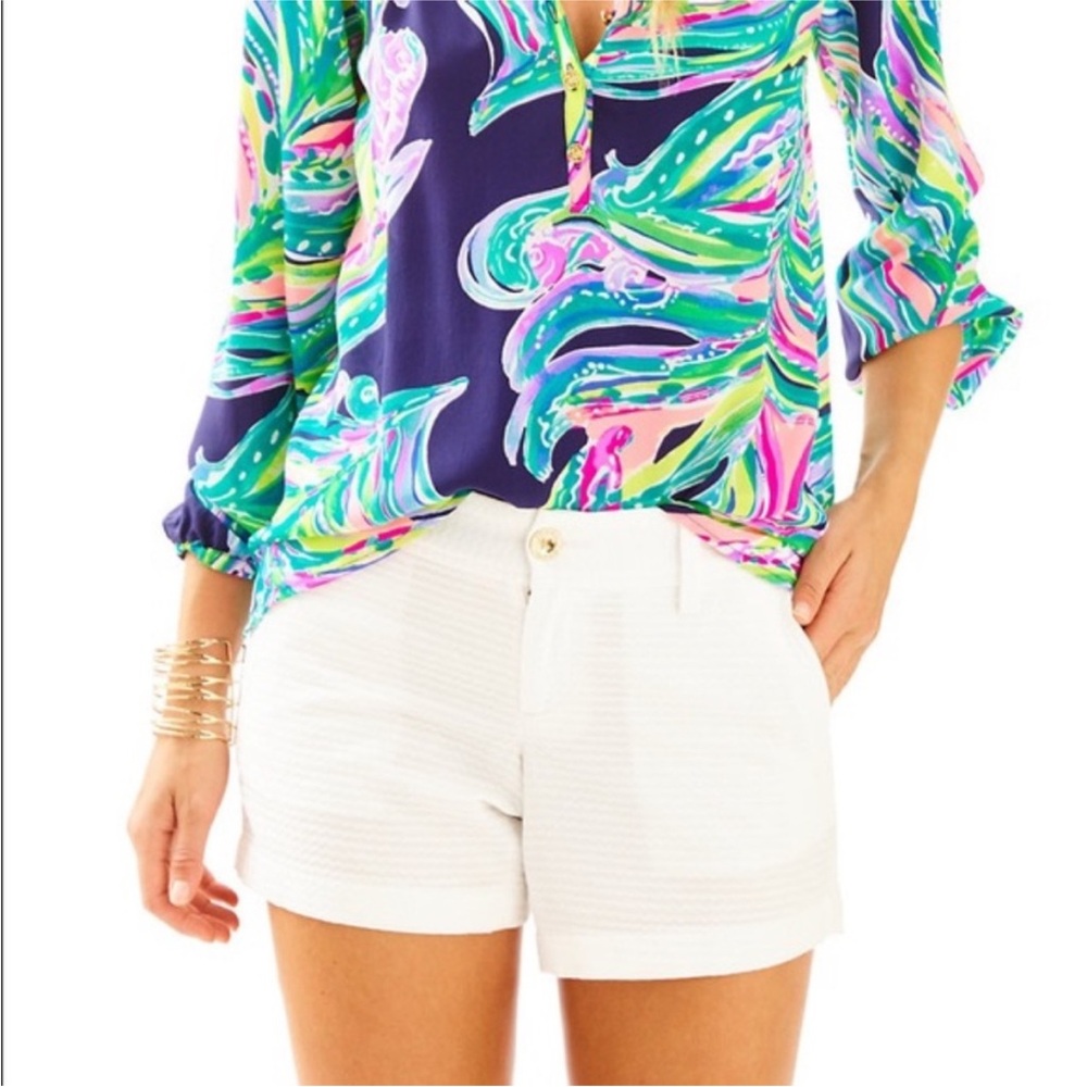 Lilly Pulitzer The Callahan Short 5” Inseam Women's White Textured Shorts Sz 16